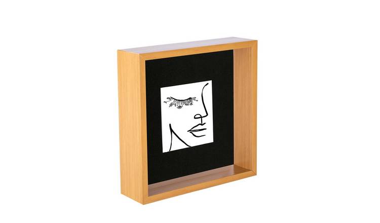 Nicola Spring 3D Deep Box Photo Frame - 8 x 8" with Mount - Light Wood