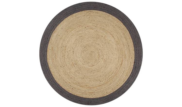 Walplus Jute Rug - Natural and Dark Grey - 90 cm
