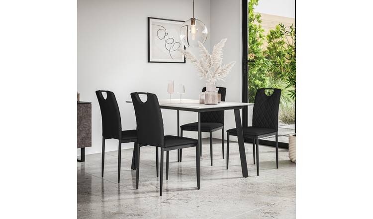 Furniture Online Haydon Monza Marble Effect Dining Table & 6 Black Chairs