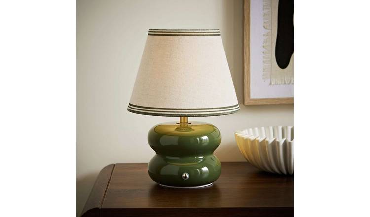 ValueLights Gia Ceramic LED Triple Trim Table Lamp - Olive
