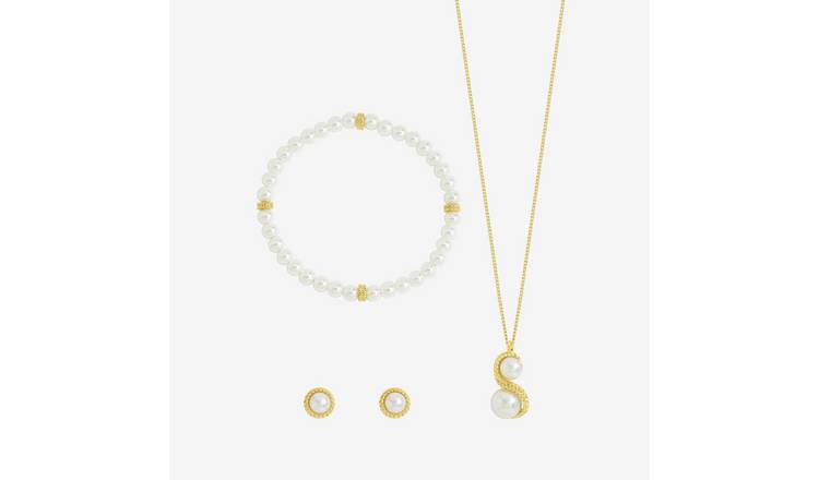 Jon Richard Gold Plated Pearl And Infinity Trio Jewellery Set - Gift Box