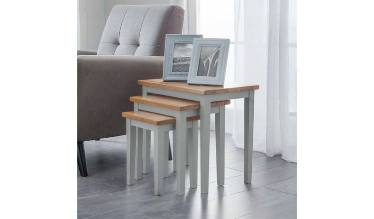 Julian Bowen Cleo Nest of 3 Tables - Grey & Oak