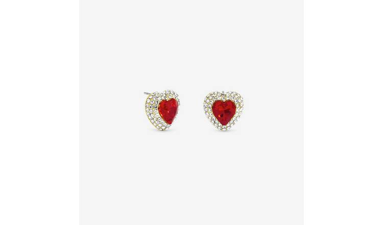 Jon Richard Gold Plated Ruby Heart Earrings