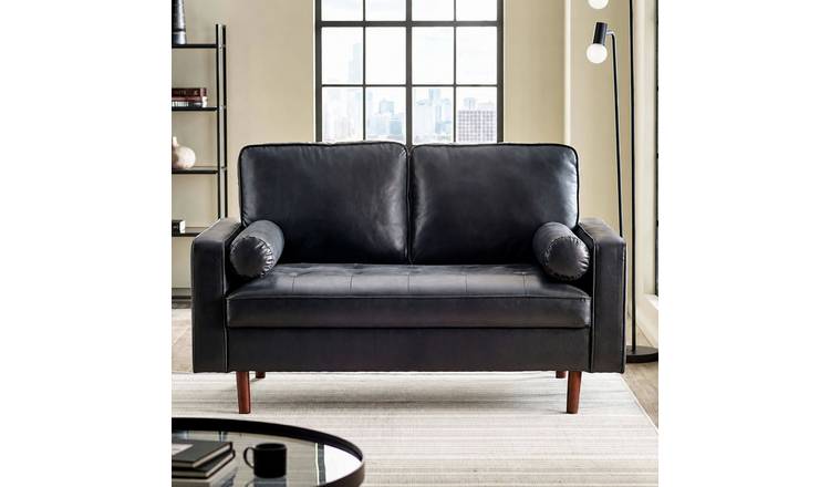 Julian Bowen Henley Faux Leather 2 Seater Sofa - Black