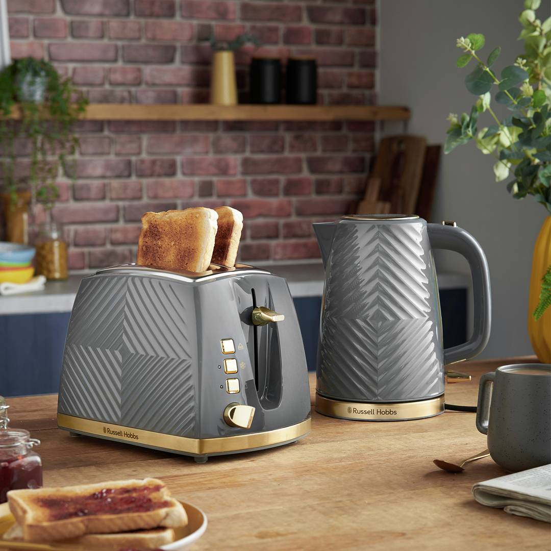 Russell Hobbs Groove 2 Slice Grey Plastic Toaster 26392