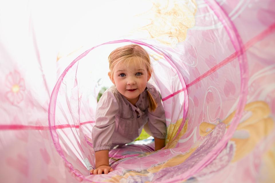 Pink play tunnel.