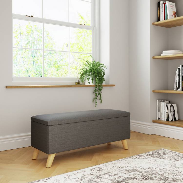 GFW Secreto Fabric Ottoman - Charcoal 0