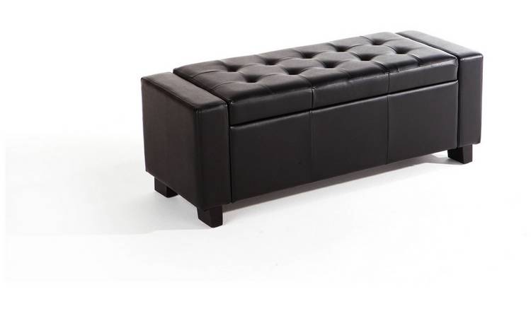 GFW Verona Faux Leather Ottoman Bench - Black