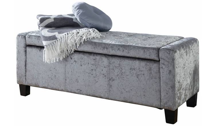 GFW Verona Velvet Ottoman Bench - Grey