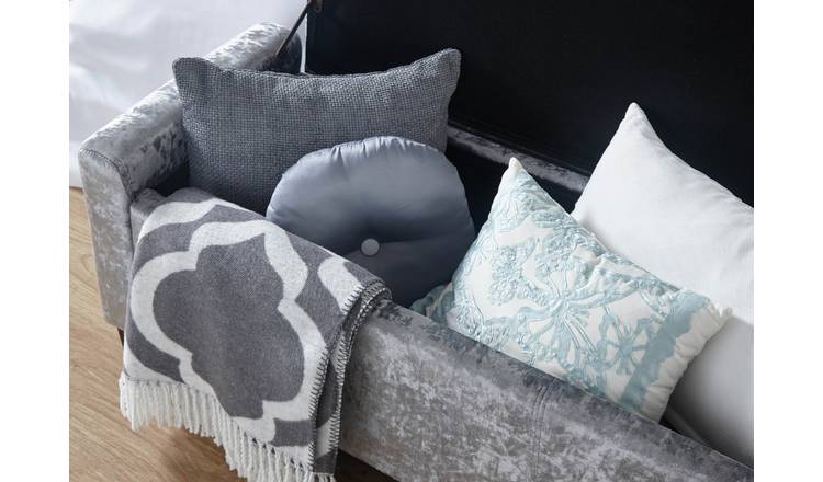 GFW Verona Velvet Ottoman Bench - Grey