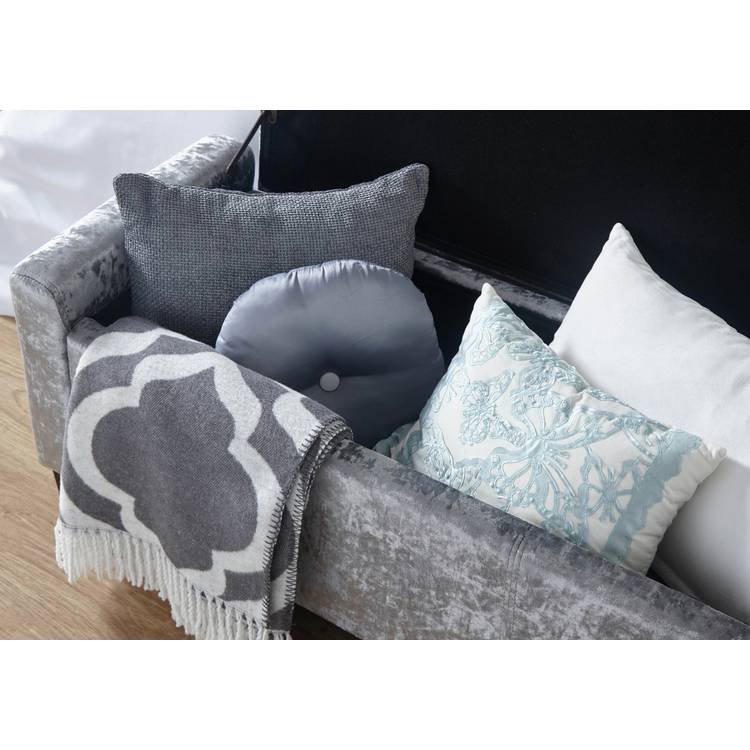 GFW Verona Velvet Ottoman Bench - Grey 0