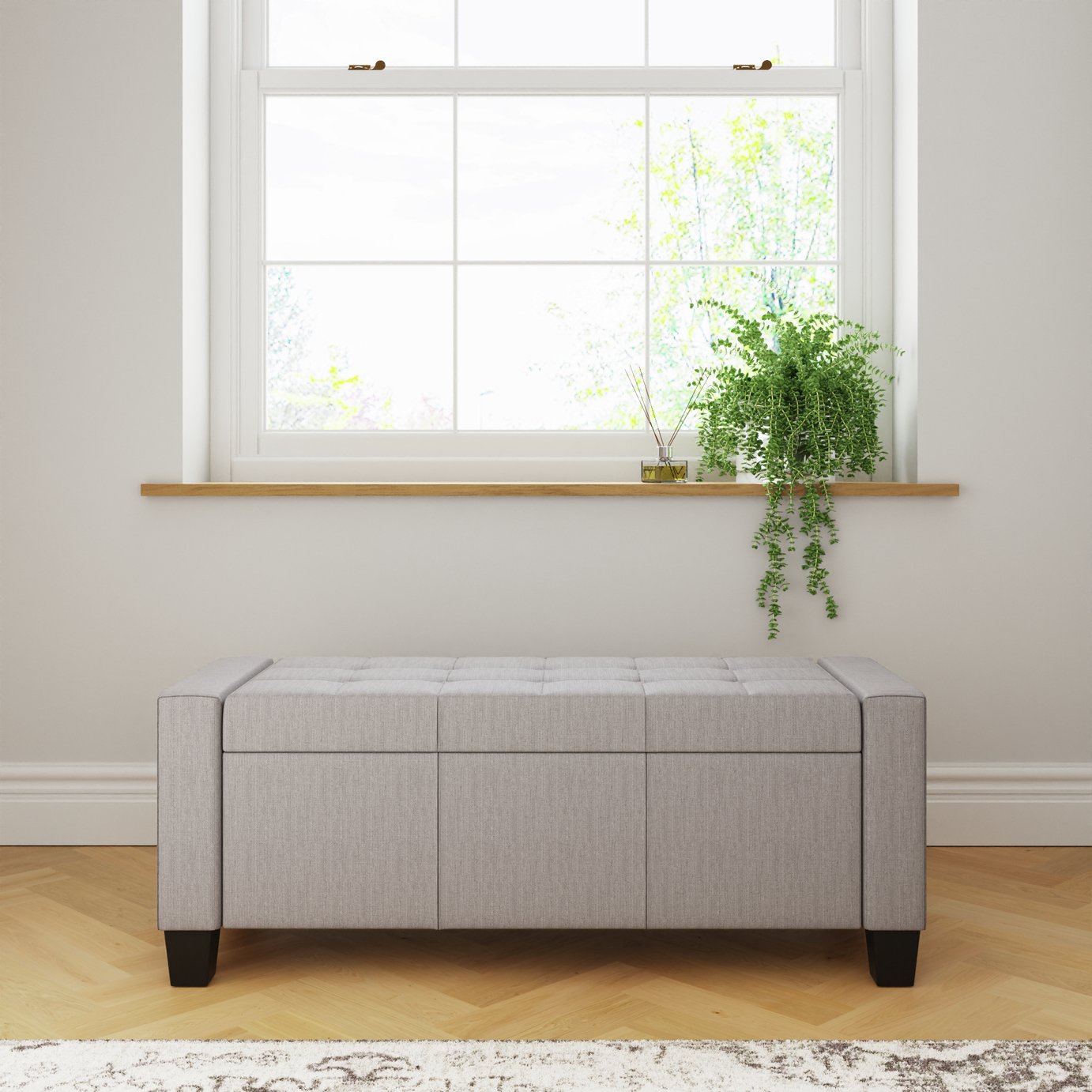 Verona Aufbewahrungs-Ottomane In Anthrazit – Mit Deckel, Samtstoff, 114x41,5x55 Cm