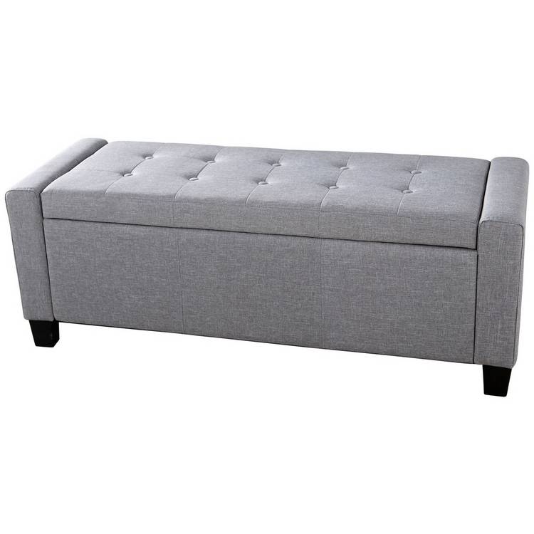 GFW Verona Fabric Ottoman Bench - Grey 0