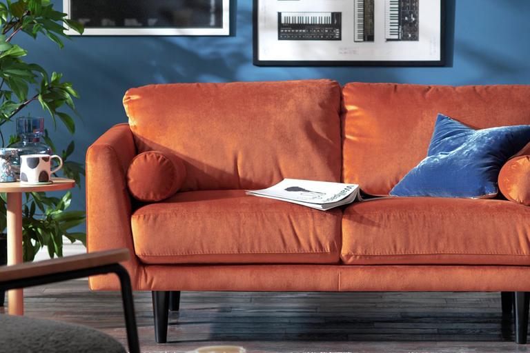 Habitat Jackson 2 seater velvet sofa - orange.
