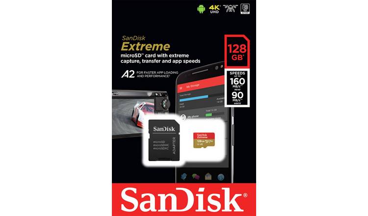 SanDisk Extreme 160MBs microSDXC Memory Card - 128GB