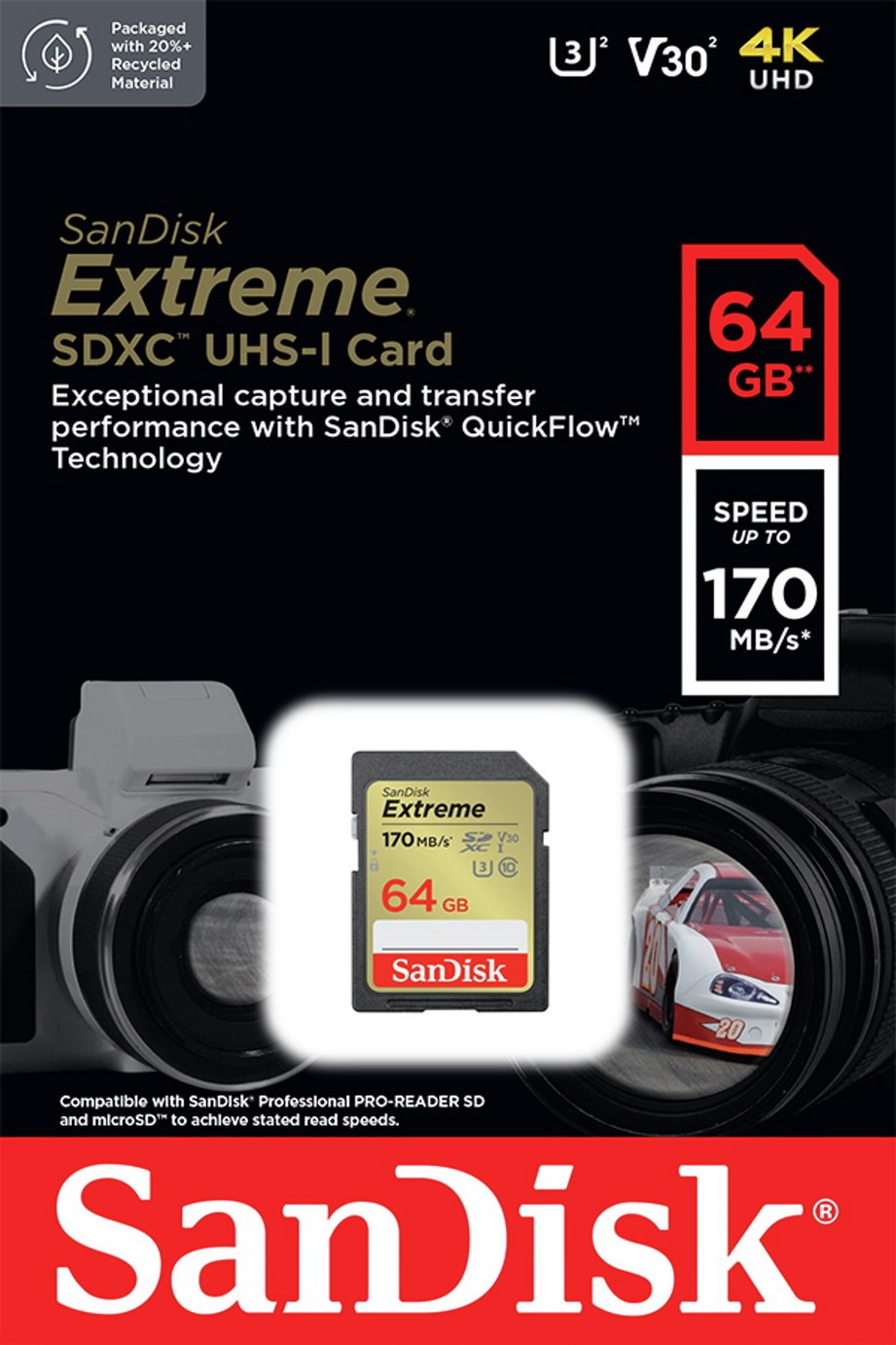 SanDisk Extreme 170MBs SDXC Memory Card - 64GB