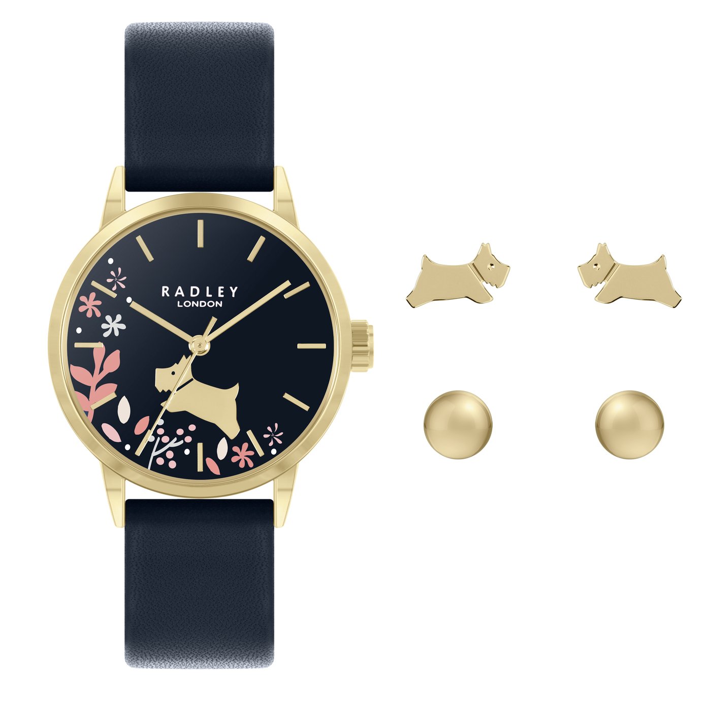 Radley Ladies Ink Leather Strap Watch/ Twin Earrings Set