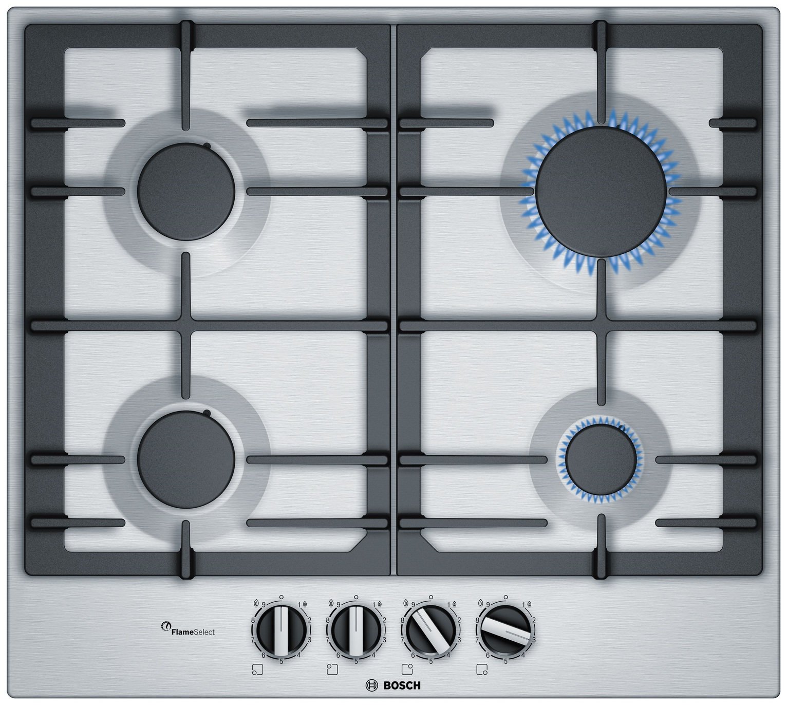 Bosch PCP6A5B90 Cast Iron Support Gas Hob - S/Steel