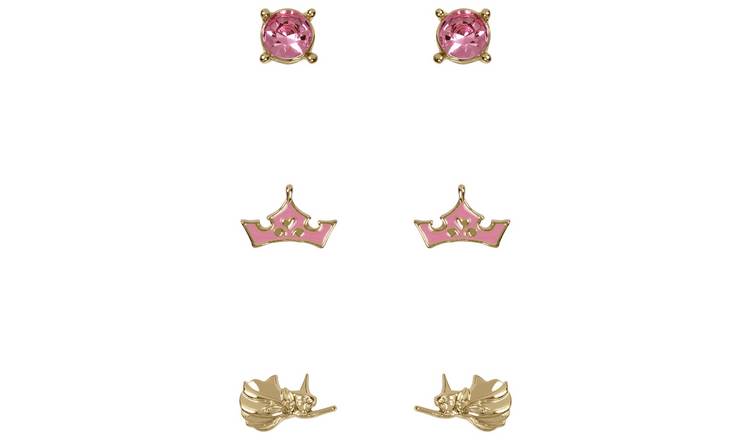 Buy Disney Multicoloured Crystal Stud Earrings Set of 3 | Kids earrings ...