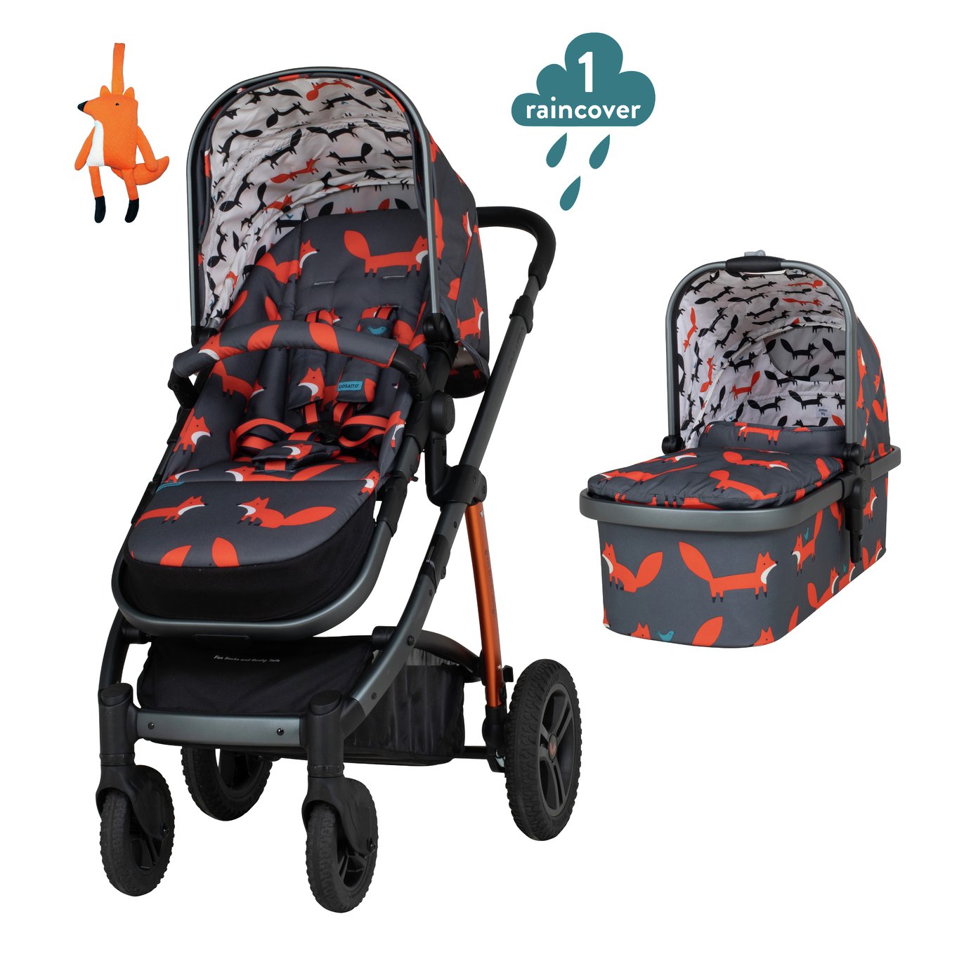 Cosatto Wow 2 Pram and Pushchair Charcoal Mister Fox