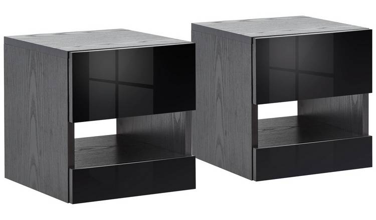 Buy GFW Galicia 2 Wall Mounted Bedside Table Set - Black | Bedside ...