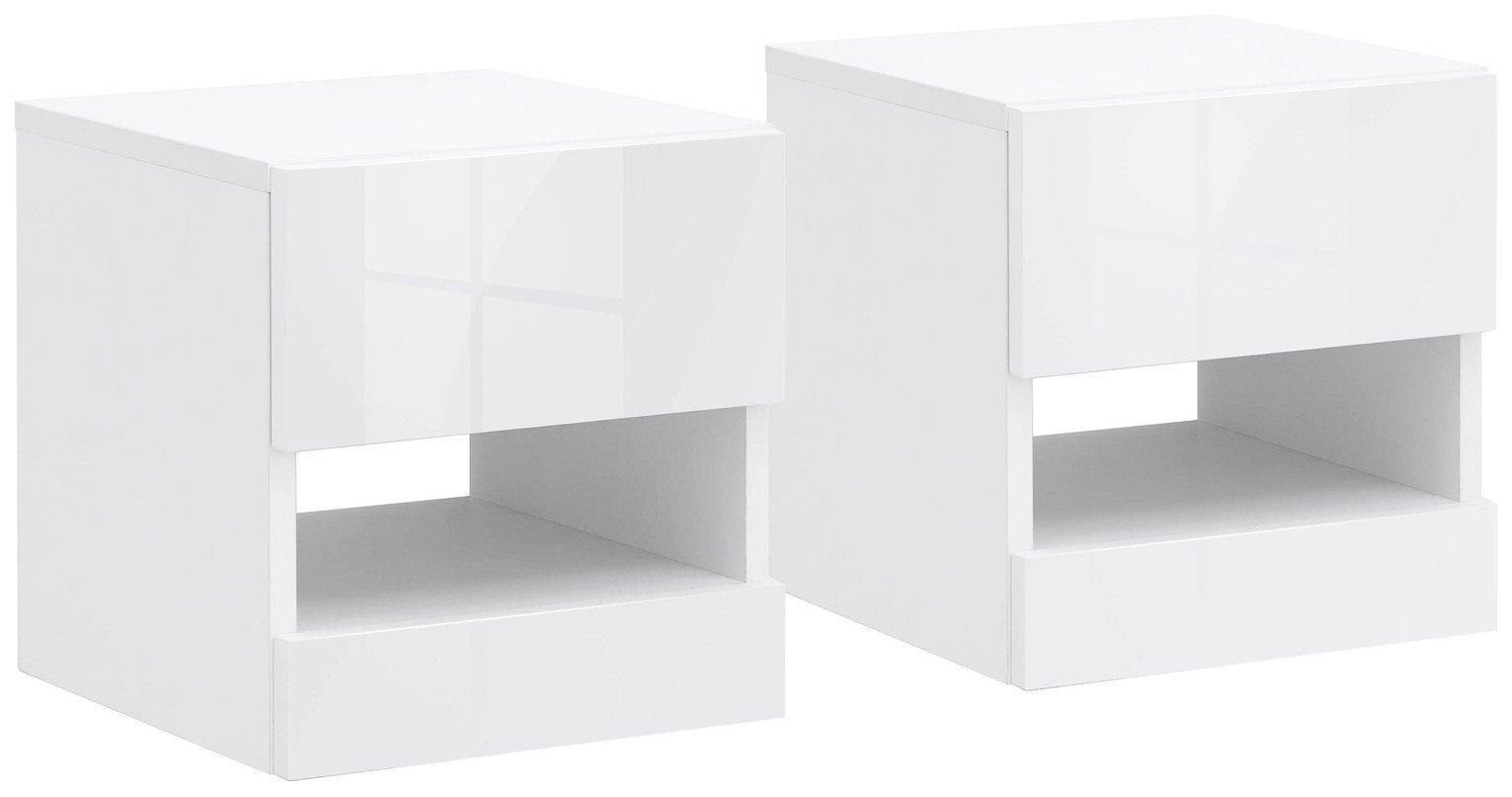 GFW Galicia 2 Wall Mounted Bedside Table Set - White