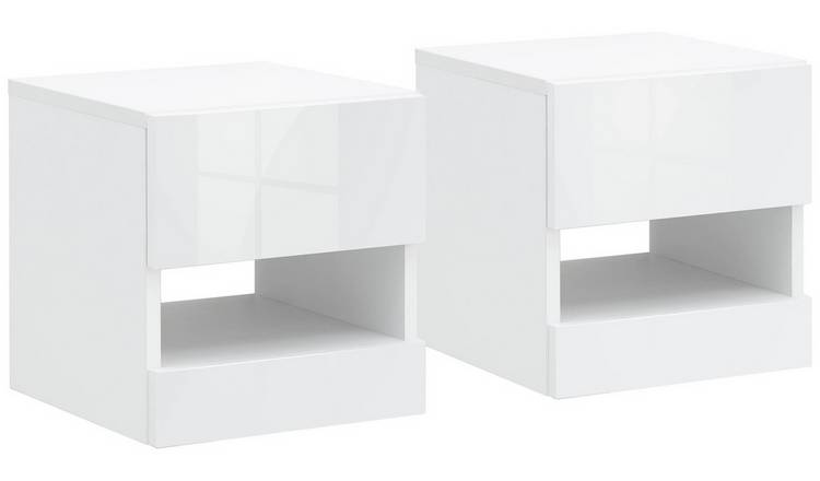 White wall deals mounted bedside table