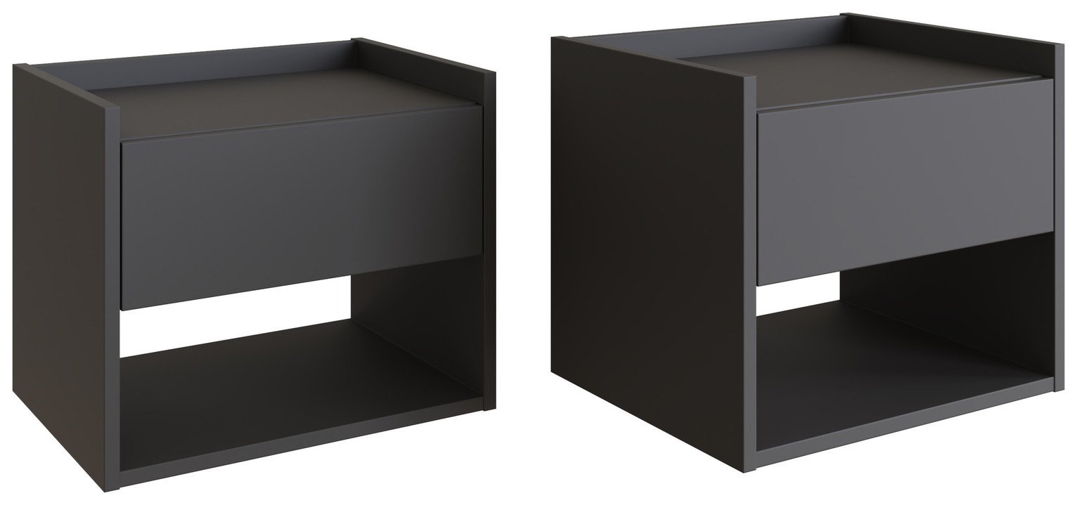 GFW Harmony 2 Wall Mounted Bedside Table Set - Anthracite