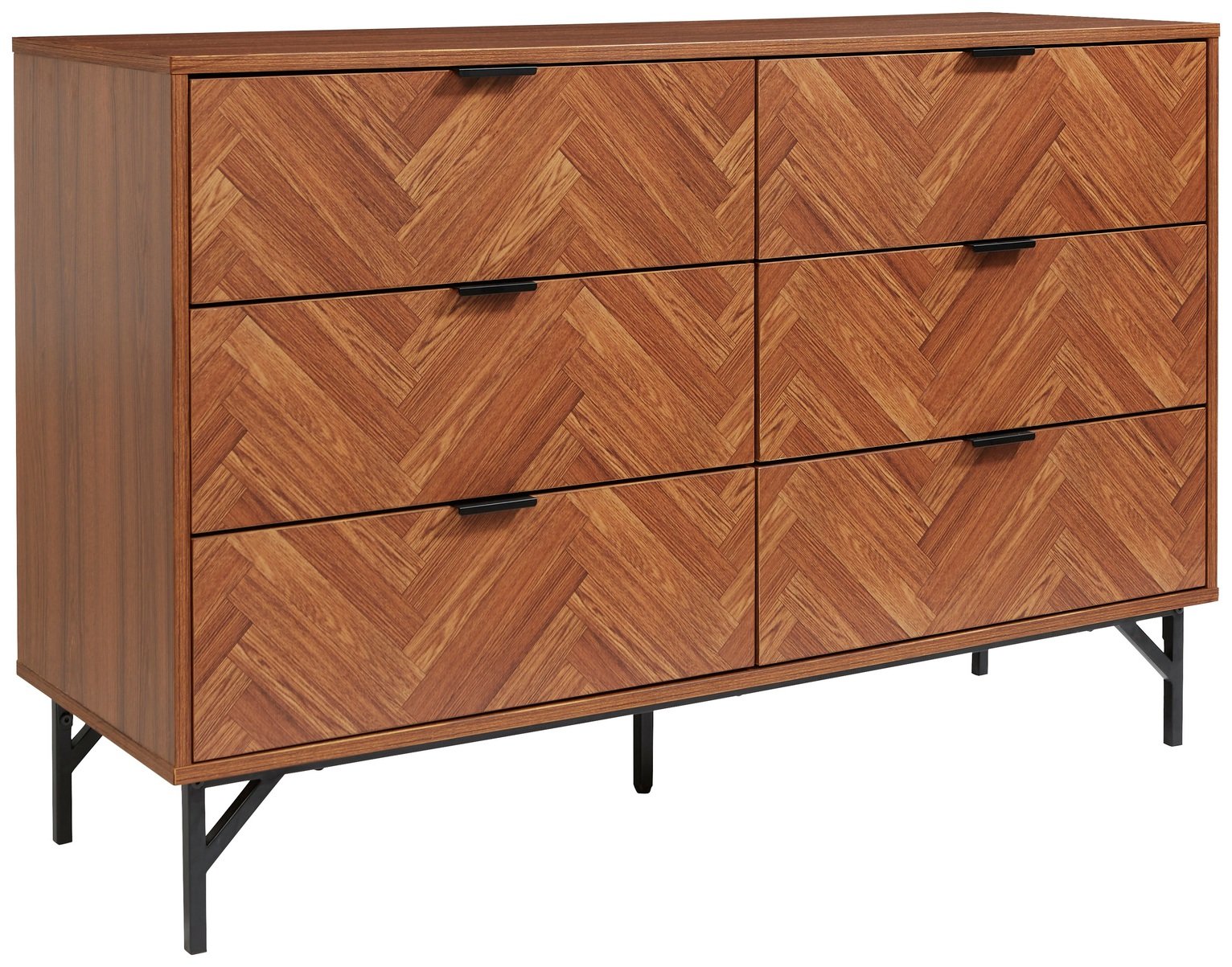 Lloyd Pascal Dark Chevron 6 Drawer Chest - Dark Wood