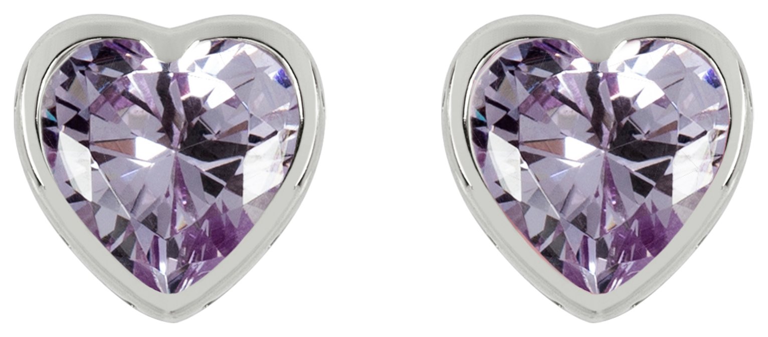 Radley Sterling Silver Purple Stone Heart Stud Earrings