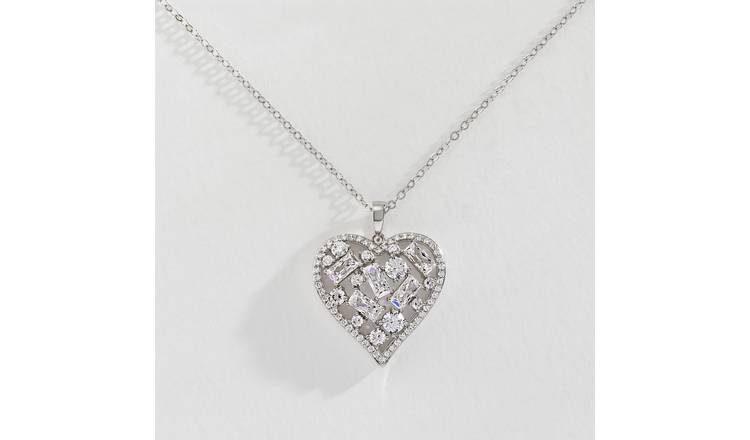 Buy Revere Sterling Silver Cubic Zirconia Heart Pendant Necklace