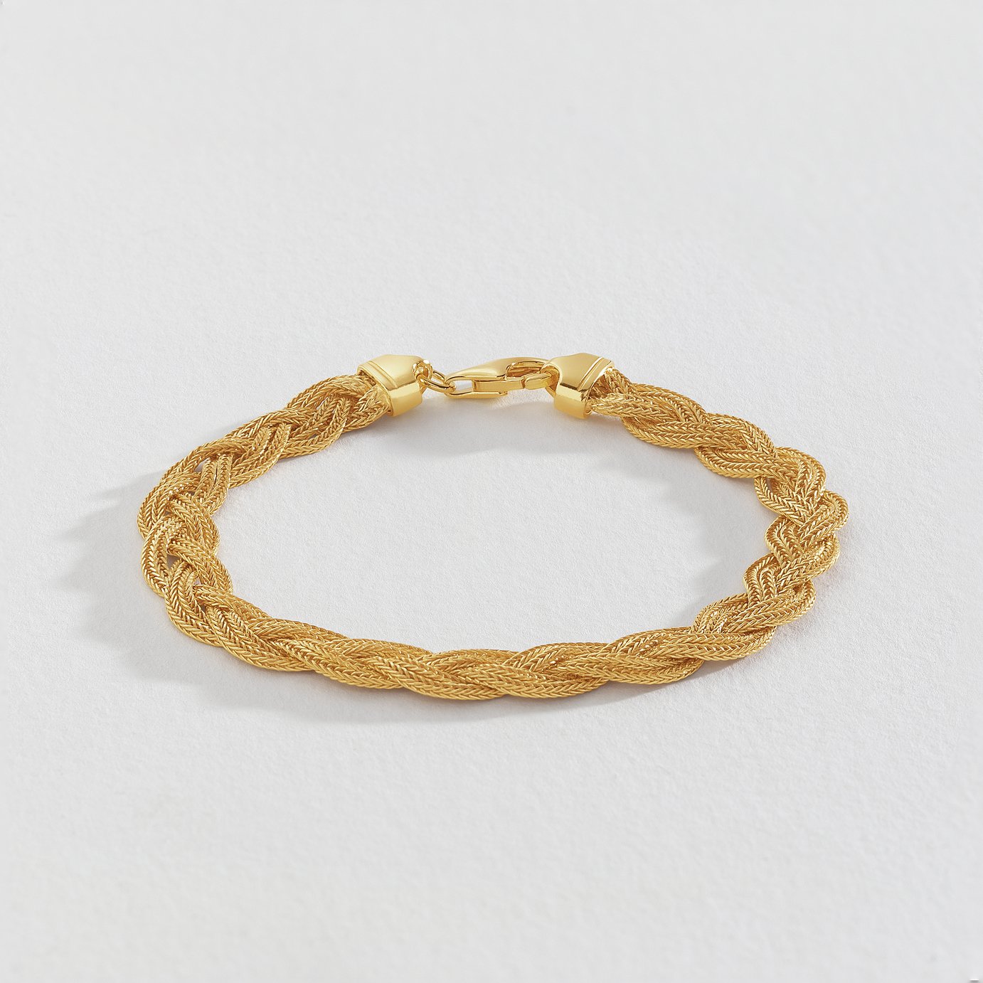 Revere Gold Plated Silver Twisted Foxtail Chain Bracelet