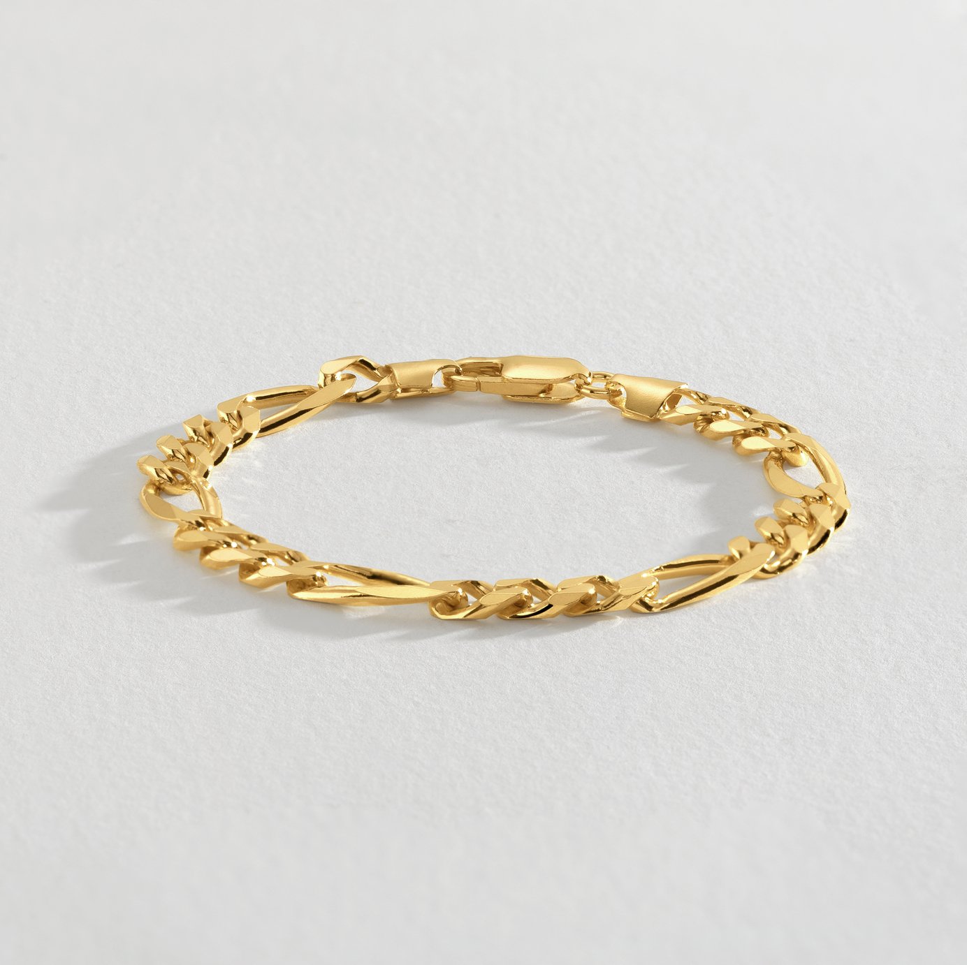 Revere Gold Plated Sterling Silver Figaro Chain Bracelet