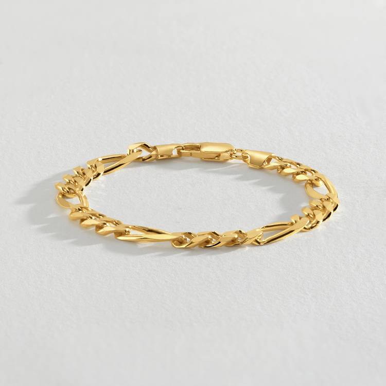 Revere Gold Plated Sterling Silver Figaro Chain Bracelet 0