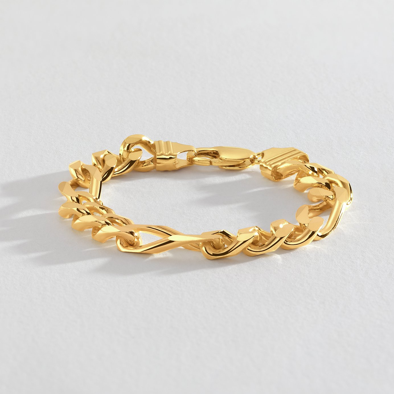 Revere Gold Plated Sterling Silver Figaro Chain Bracelet