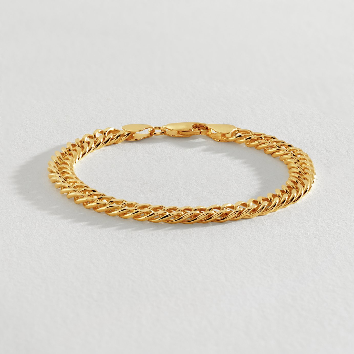 Revere Gold Plated Silver Double Curb Chain Bracelet