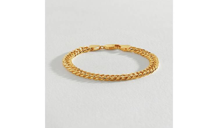 Revere Gold Plated Silver Double Curb Chain Bracelet