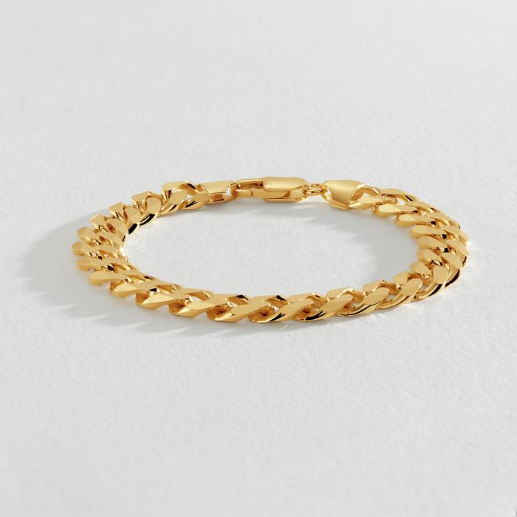 Revere Gold Plated Sterling Silver Flat Curb Chain Bracelet 0