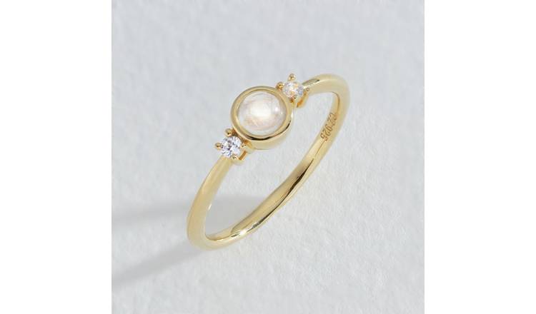 Revere Gold Plated Silver Moonstone Cubic Zirconia Ring - O