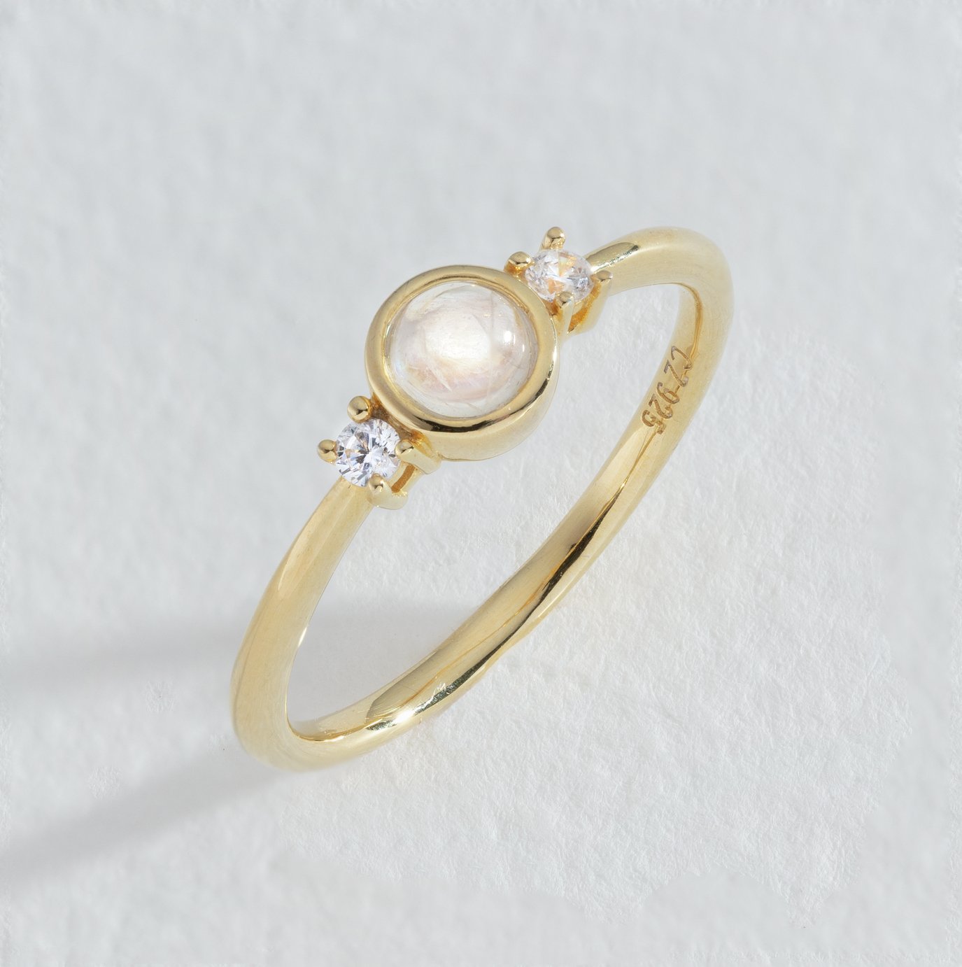 Revere Gold Plated Silver Moonstone Cubic Zirconia Ring - R