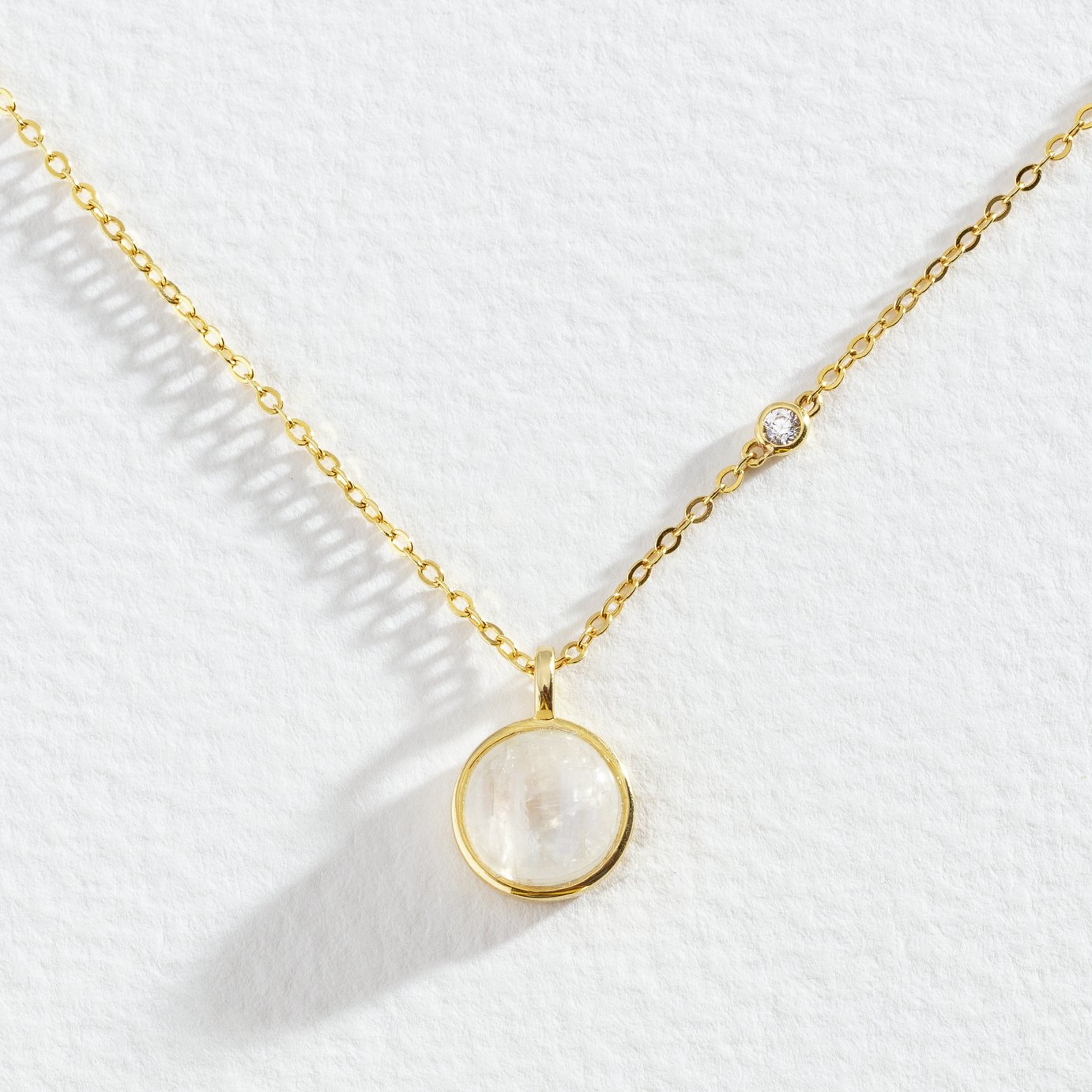 Buy Revere Gold Plated Silver Moonstone Cubic Zirconia Necklace 