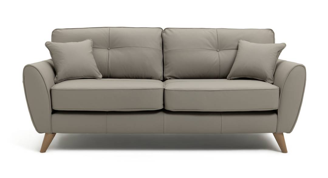 Habitat Isla Leather 3 Seater Sofa - Grey