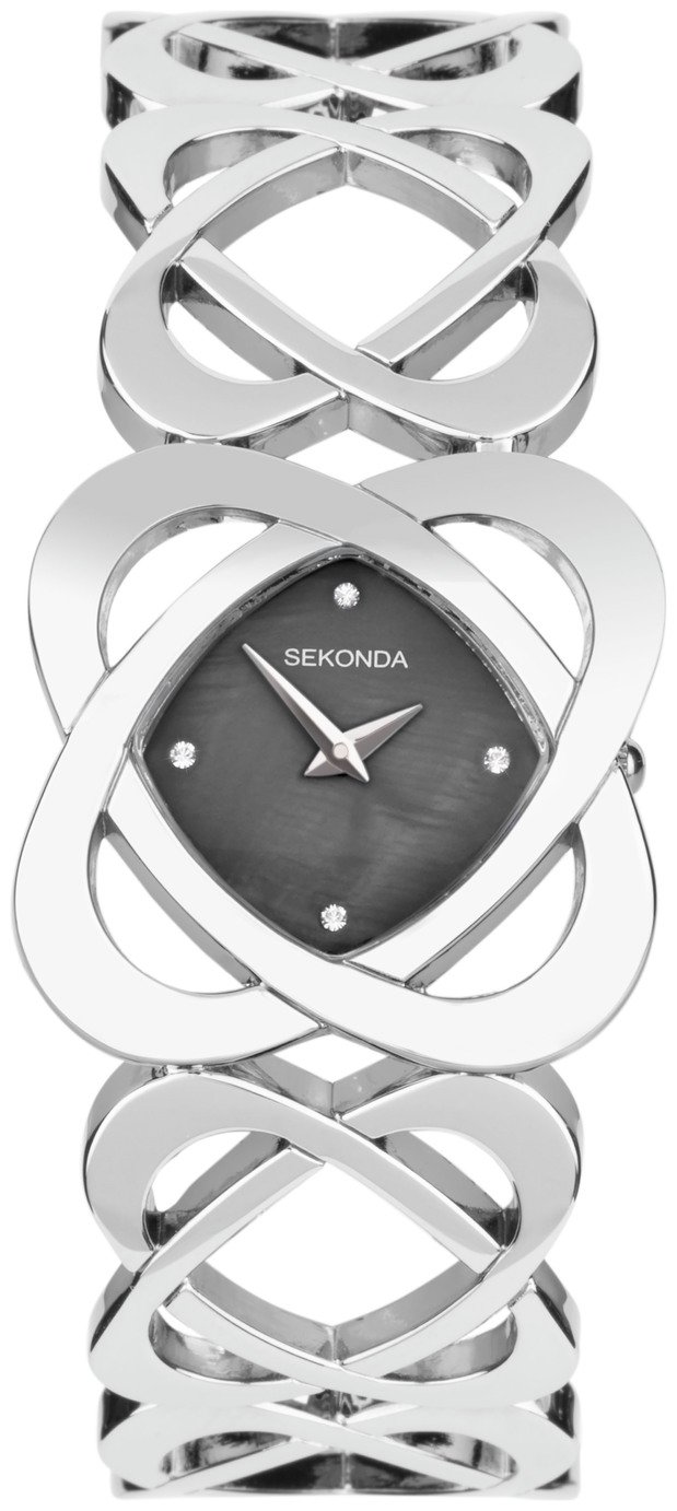 Sekonda Ladies Black Dial Silver Bracelet Watch