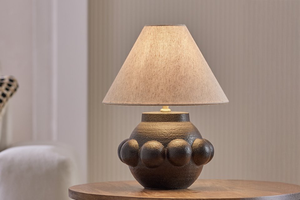 Habitat Eva Bobble Ceramic Mini Table Lamp - Black.