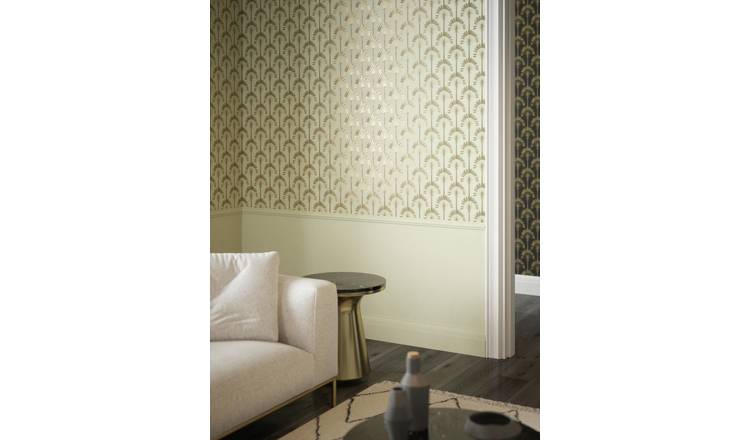 Arthouse Palm Palace Wallpaper - Cream/Gold