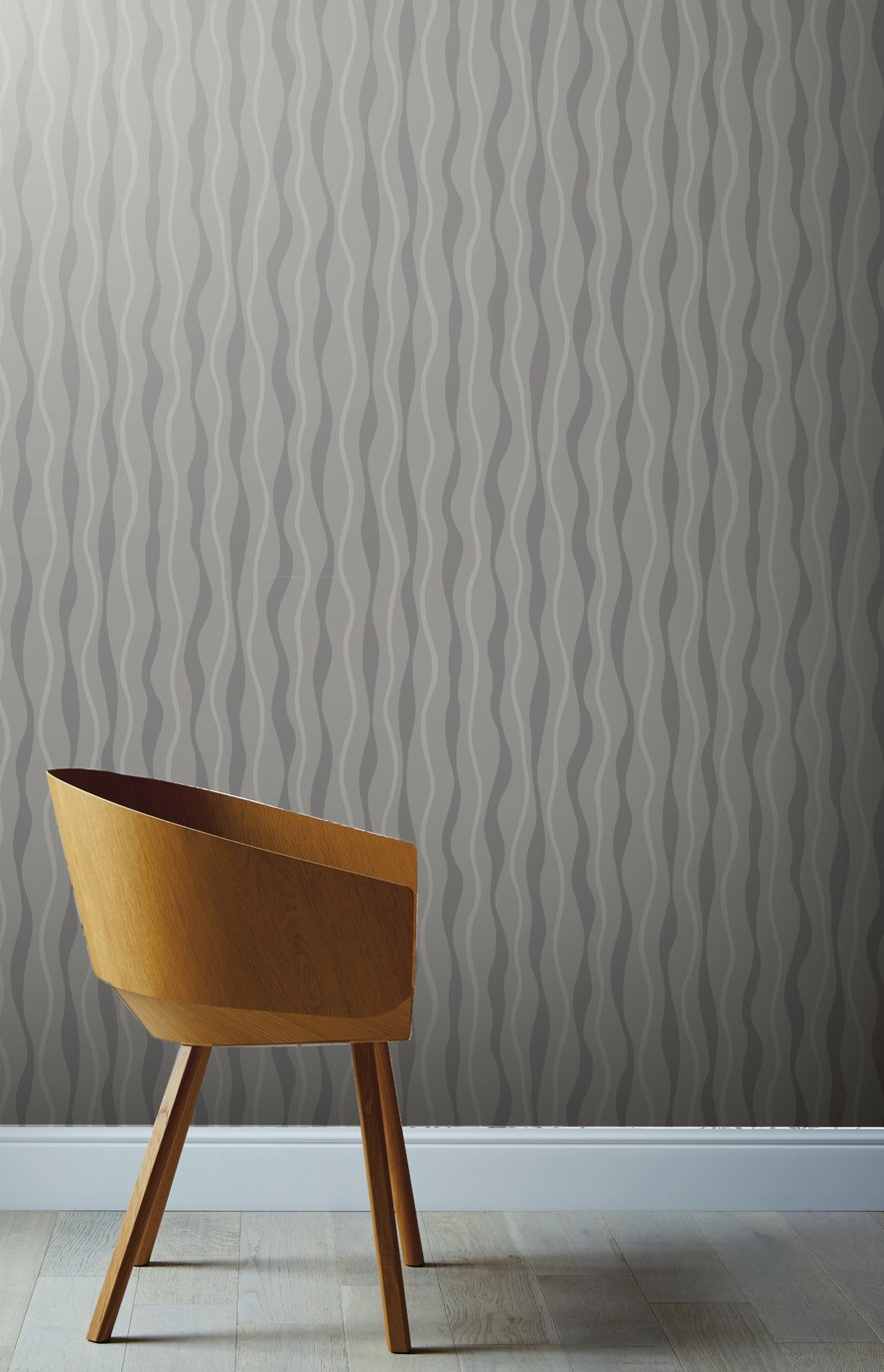 Arthouse Metallic Wave Grey Wallpaper