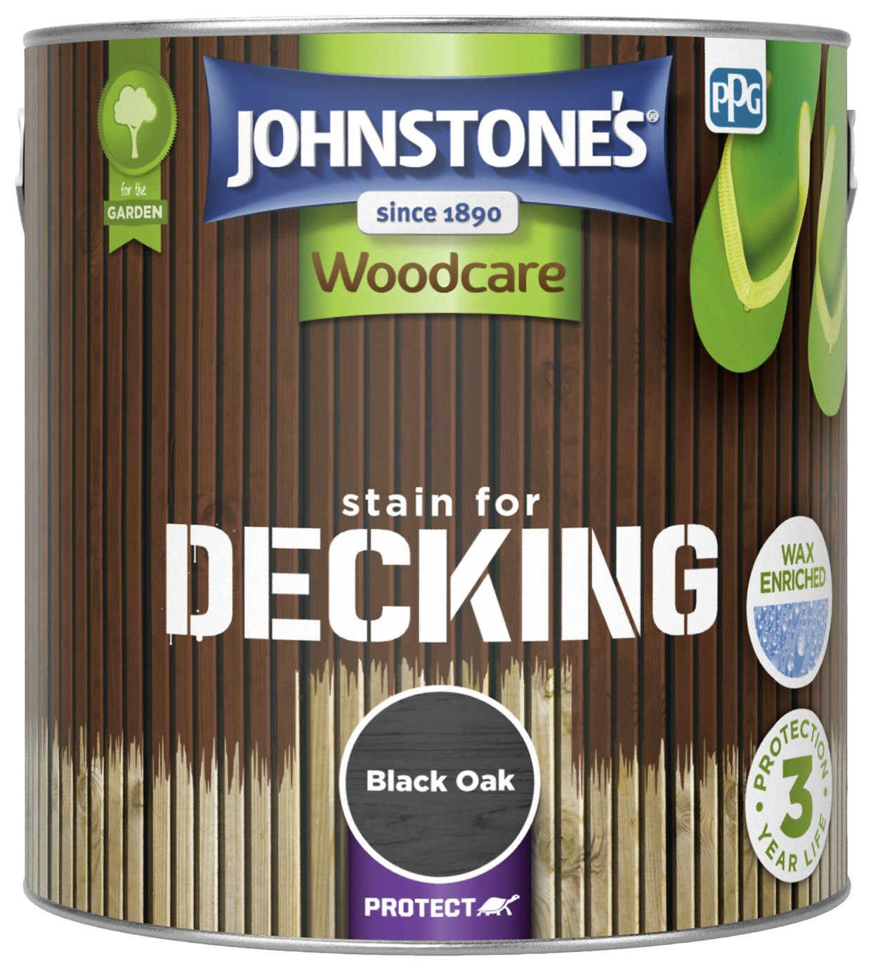 Johnstone's Woodcare Decking Stain Paint 2.5L - Black Oak