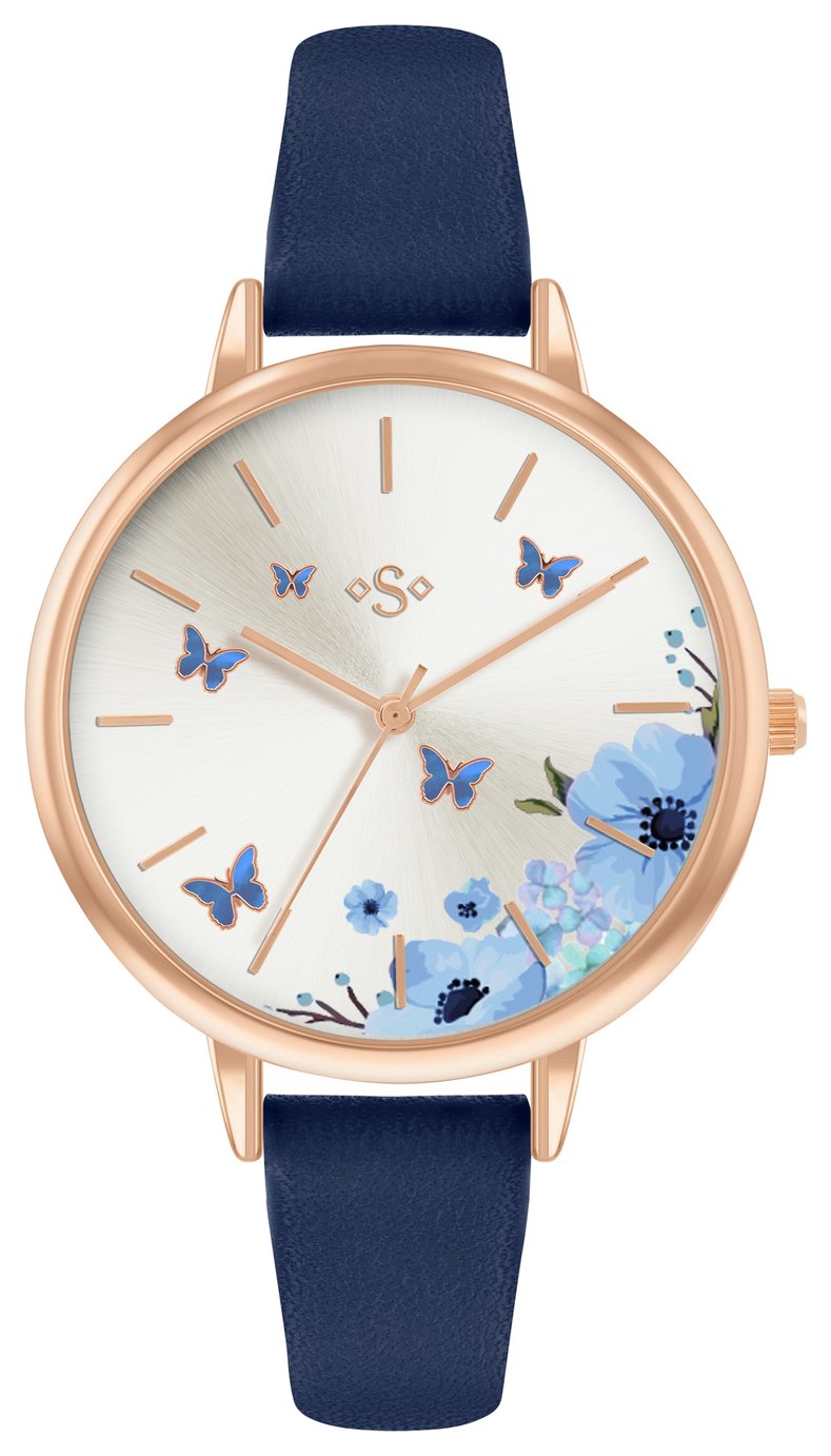 Spirit Ladies Butterfly Dial Navy Strap Watch