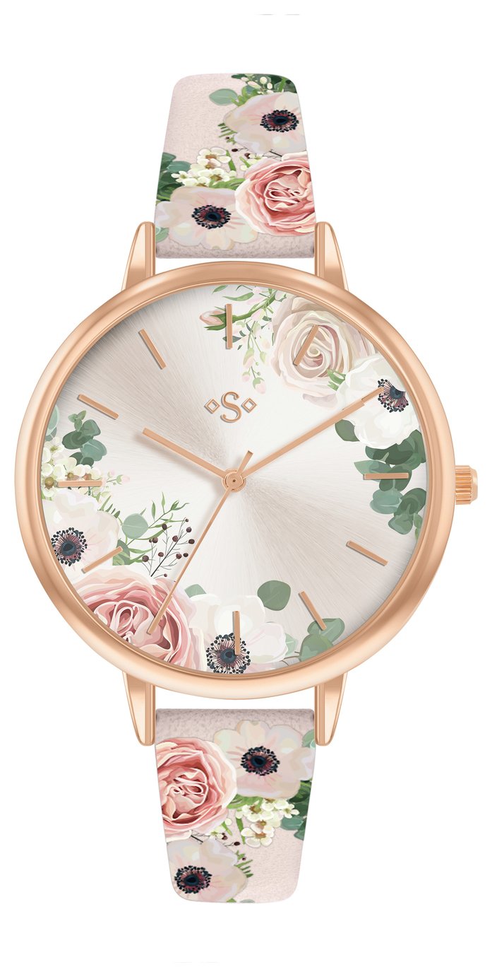 Spirit Ladies Mink Floral Strap Watch