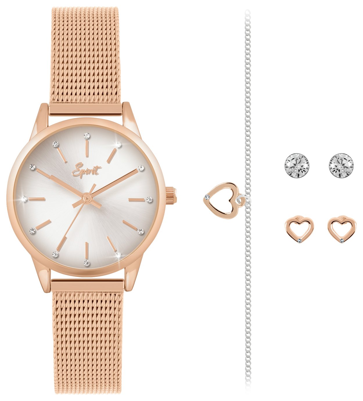 Spirit Ladies Luxury Mesh Strap Watch And Jewellery Set 